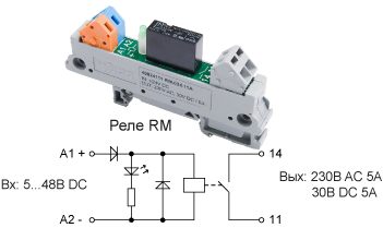 Реле RM 1 нормально открытый контакт